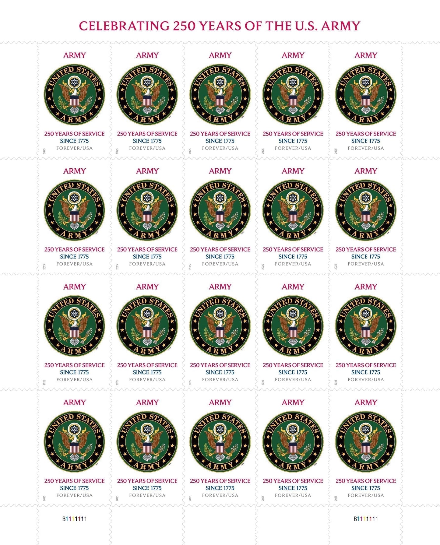 U.S. Army 250th First-Class Mail Forever Postage Stamps